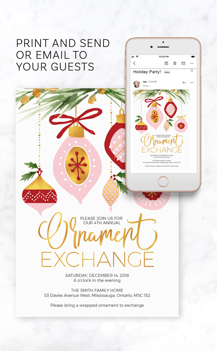 Ornament Exchange Christmas Party Invitation - ARRA Creative