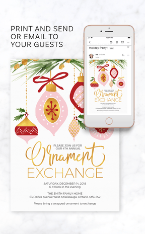 Ornament Exchange Christmas Party Invitation | Printable File – ARRA ...