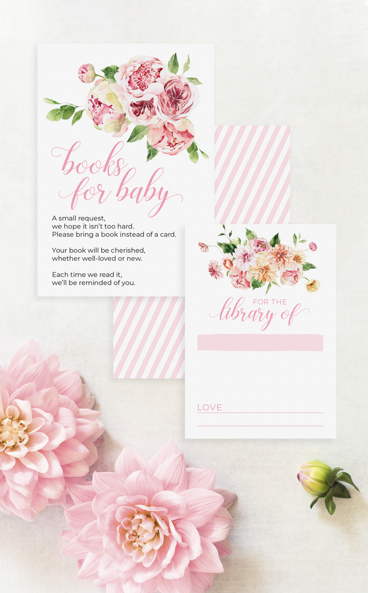 Peony Baby in Bloom Books for Baby Insert Cards and Book Labels