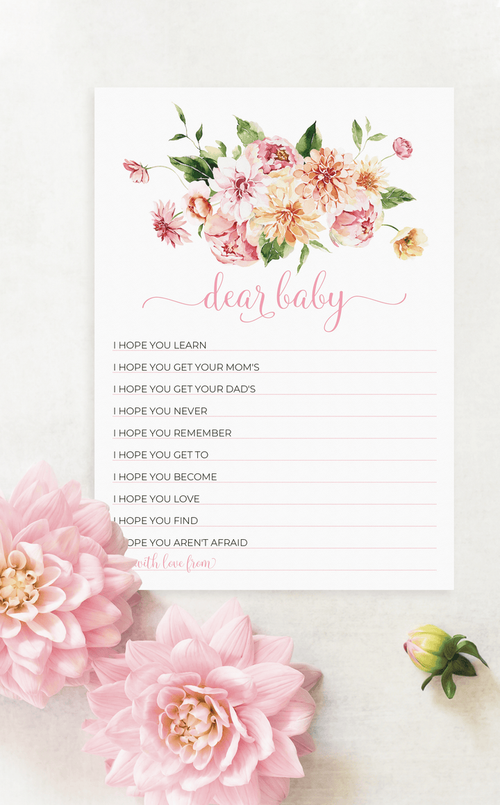 Pink Floral Baby Shower Wishes for Baby Cards - ARRA Creative