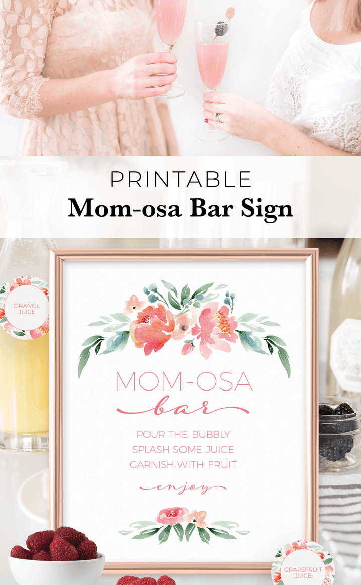 Pink Floral Momosa Bar Sign for Baby Shower - ARRA Creative