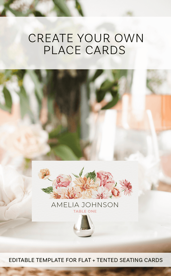 Pink Floral Seating Cards - ARRA Creative