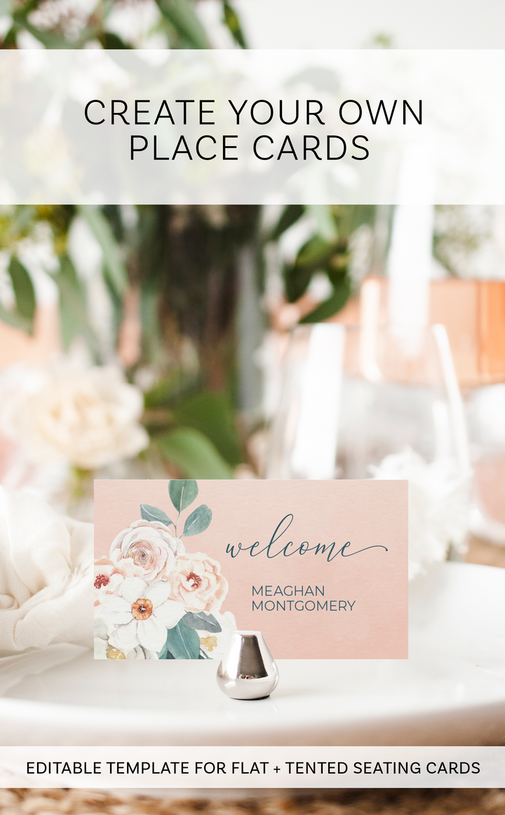 Editable place cards for Easter brunch, Spring bridal shower or Spring Wedding