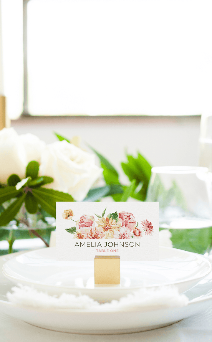 Pink Floral Seating Cards - ARRA Creative
