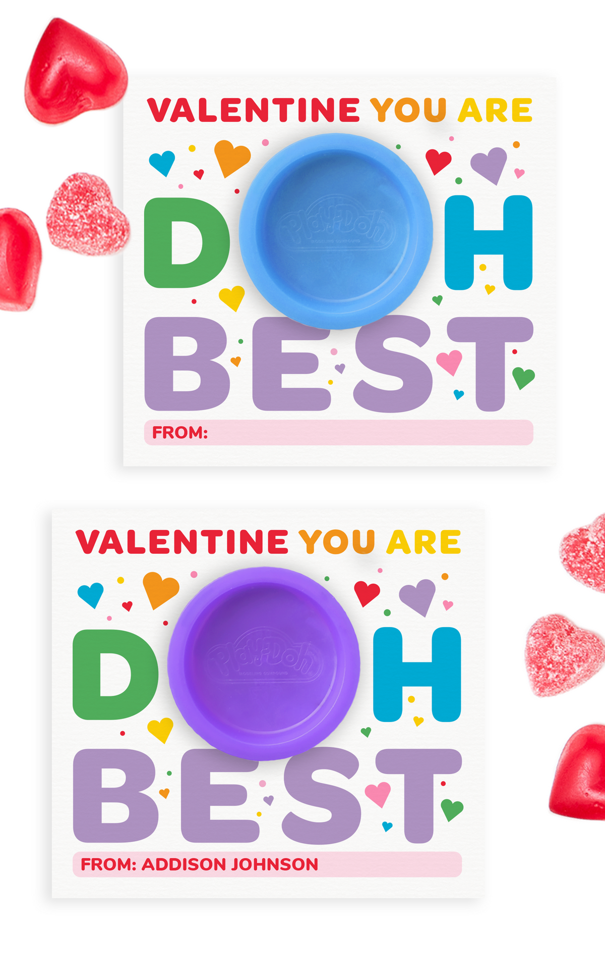 Printable Play Doh Valentine Cards for Kids Non-Candy Valentine