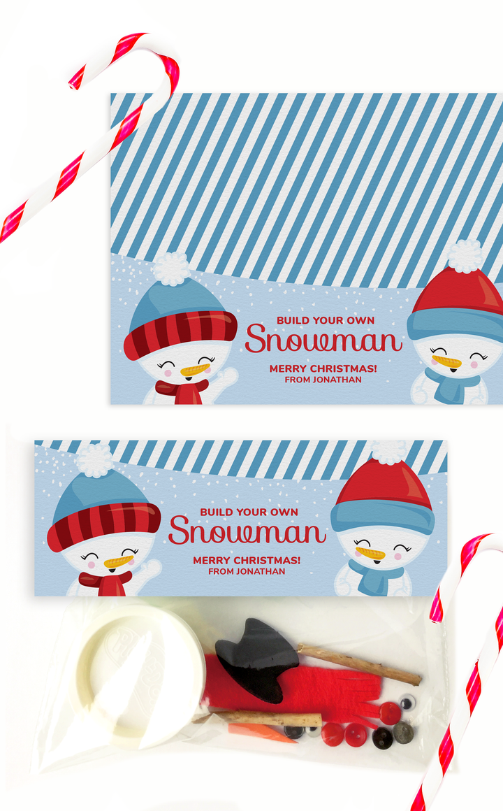 Build Your Own Snowman treat bag toppers for kids