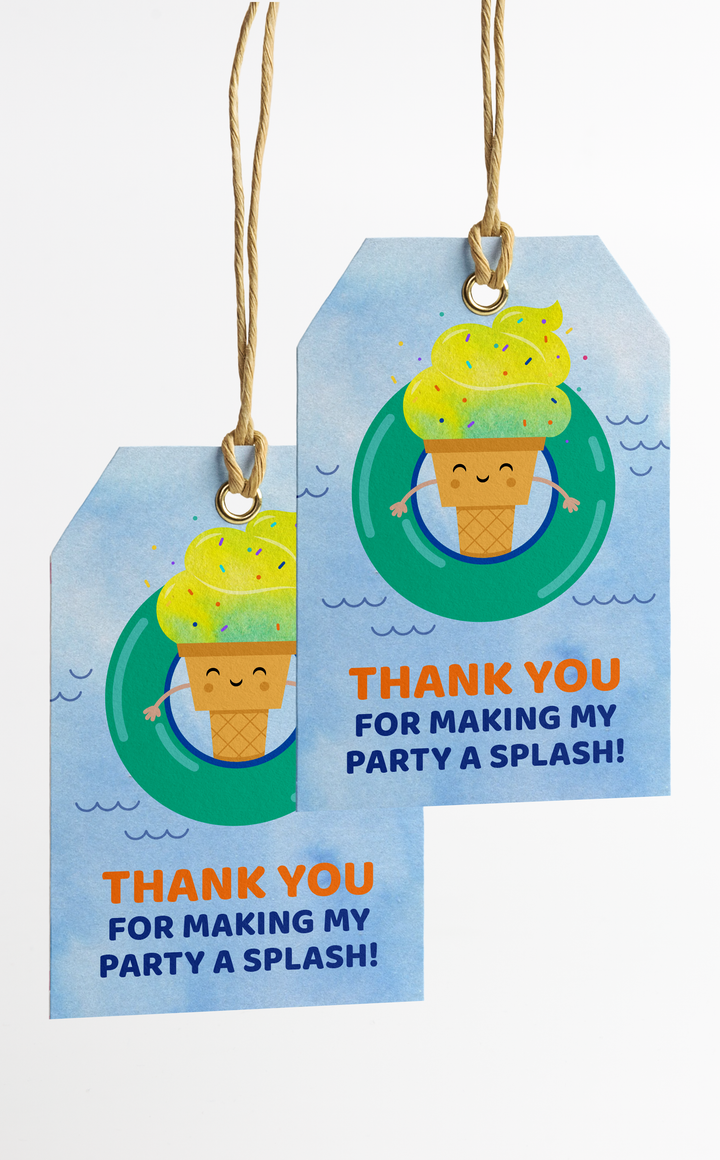 Printable Ice Cream Pool Party Thank You Tags - ARRA Creative