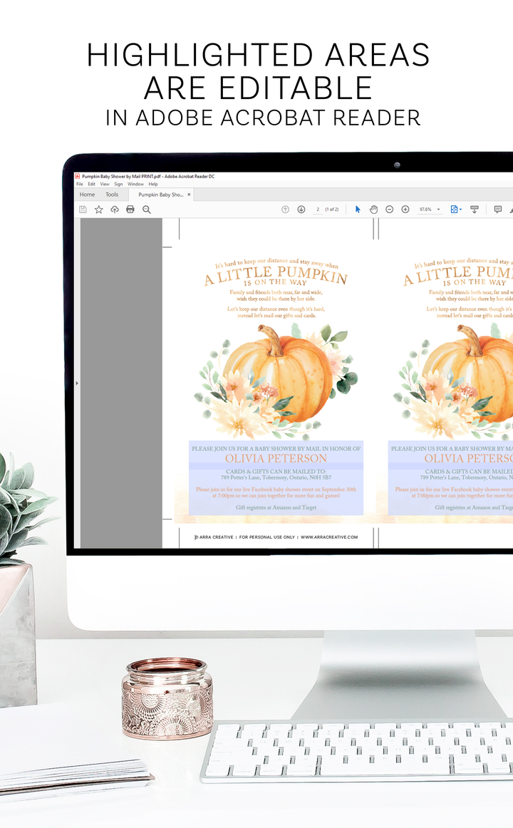 Pumpkin Baby Shower by Mail Invitation - ARRA Creative