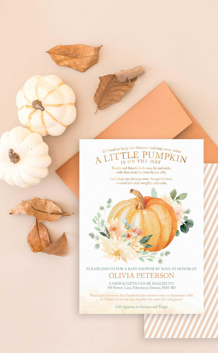 Pumpkin Baby Shower by Mail Invitation - ARRA Creative