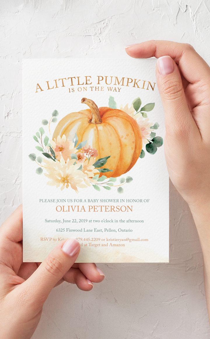 A Little Pumpkin Invitation for Fall Baby Shower