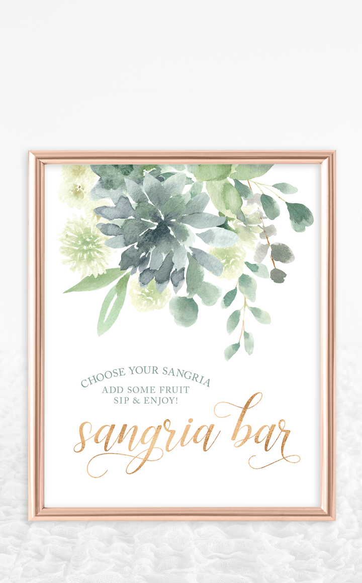 Succulent Sangria Bar Sign - ARRA Creative