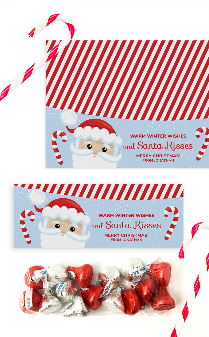 Warm Winter Wishes and Santa Kisses Treat Bag Toppers for Kids