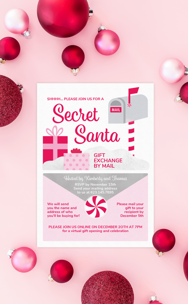 Secret Santa by Mail Gift Exchange Invitation - ARRA Creative