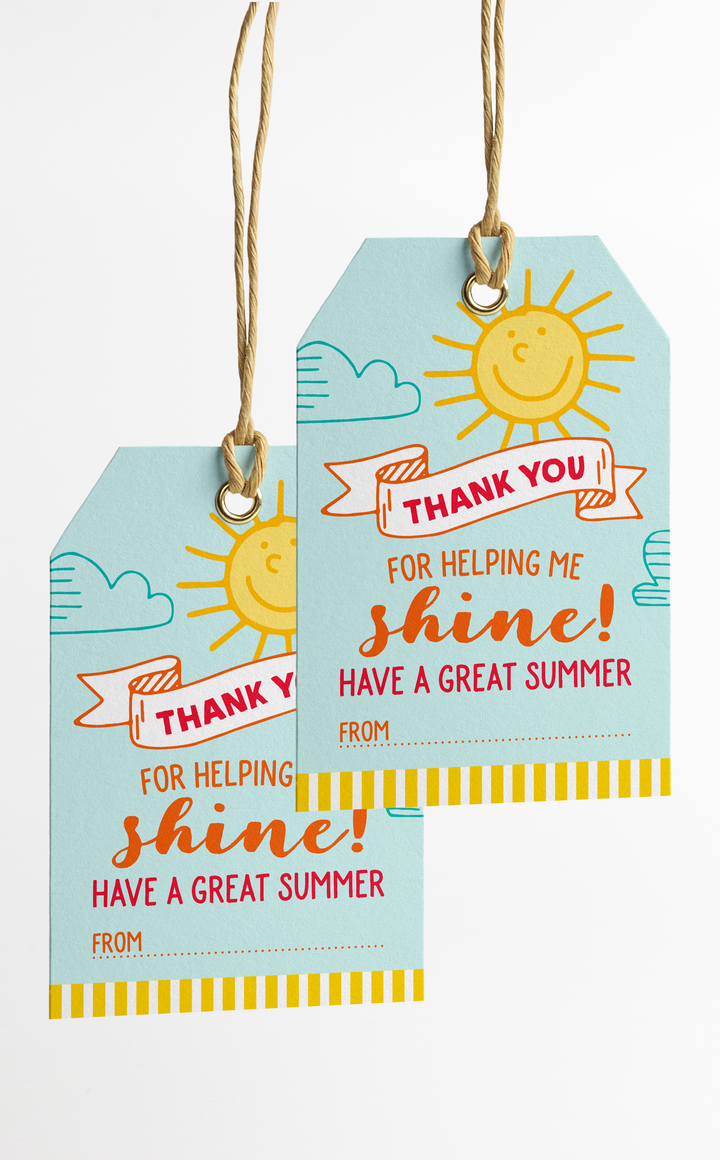 Shine Teacher Thank You Gift Card Holder and Gift Tags - ARRA Creative