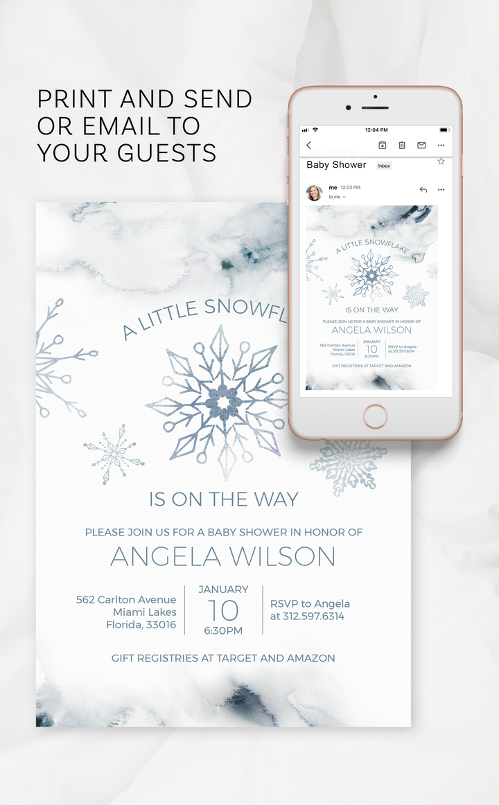 Winter Snowflake Baby Shower Invitation - ARRA Creative