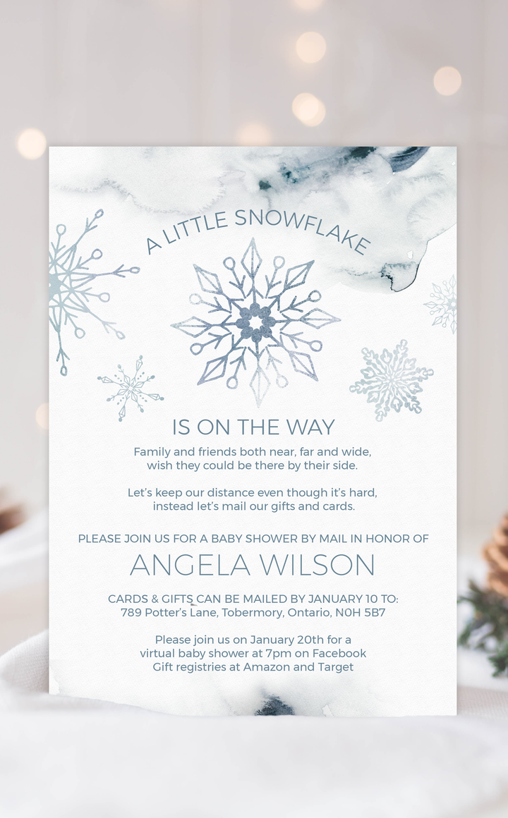 Snowflake Baby Shower by Mail Invitation - ARRA Creative