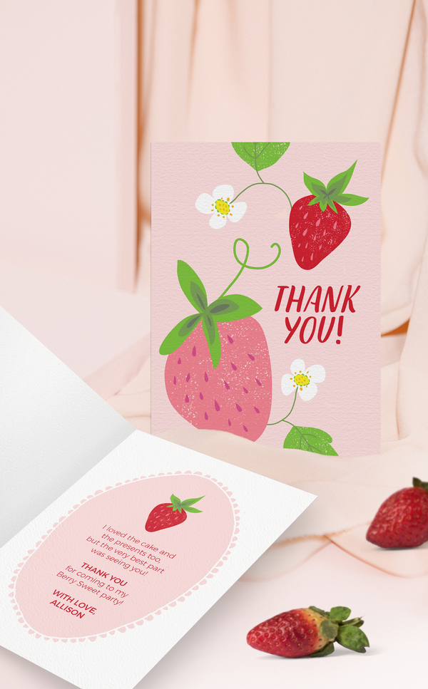 Strawberry Thank You Card - ARRA Creative