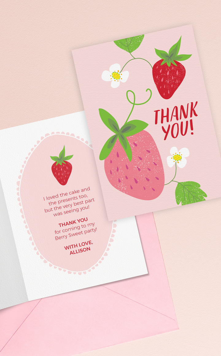 Strawberry Thank You Card - ARRA Creative