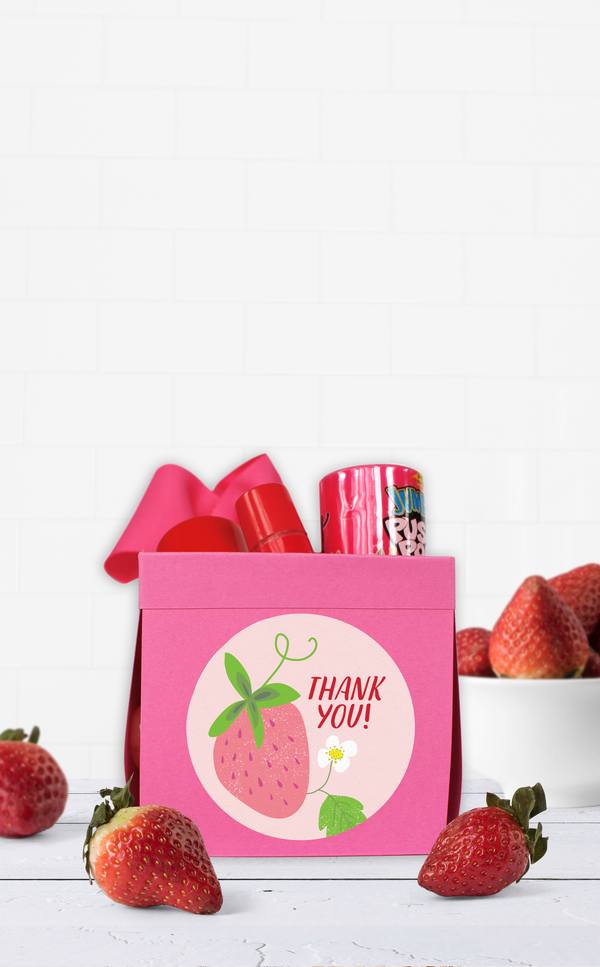 Strawberry Thank You Stickers for Party Favours - ARRA Creative