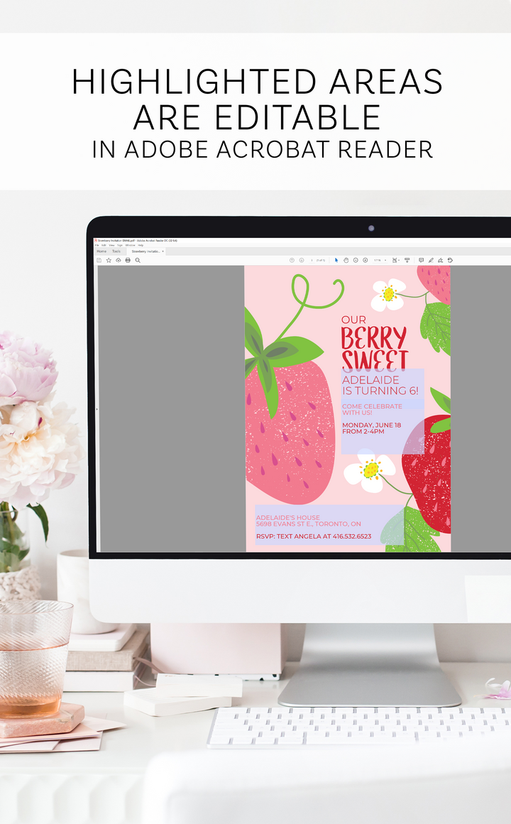 Berry Sweet Strawberry Birthday Party Invitation - ARRA Creative