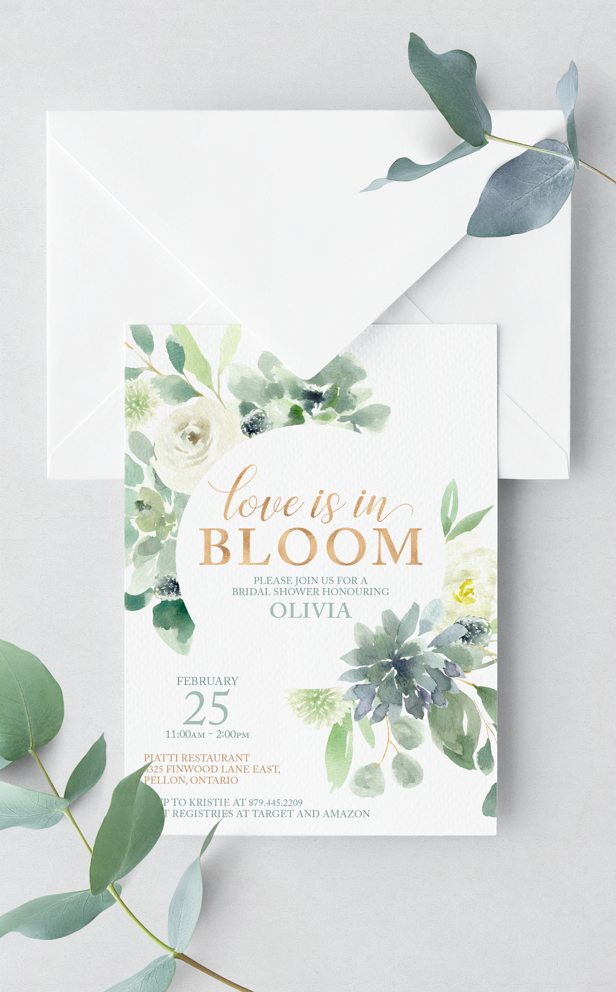 succulent bridal shower invites Succulent Bridal Shower Invitation