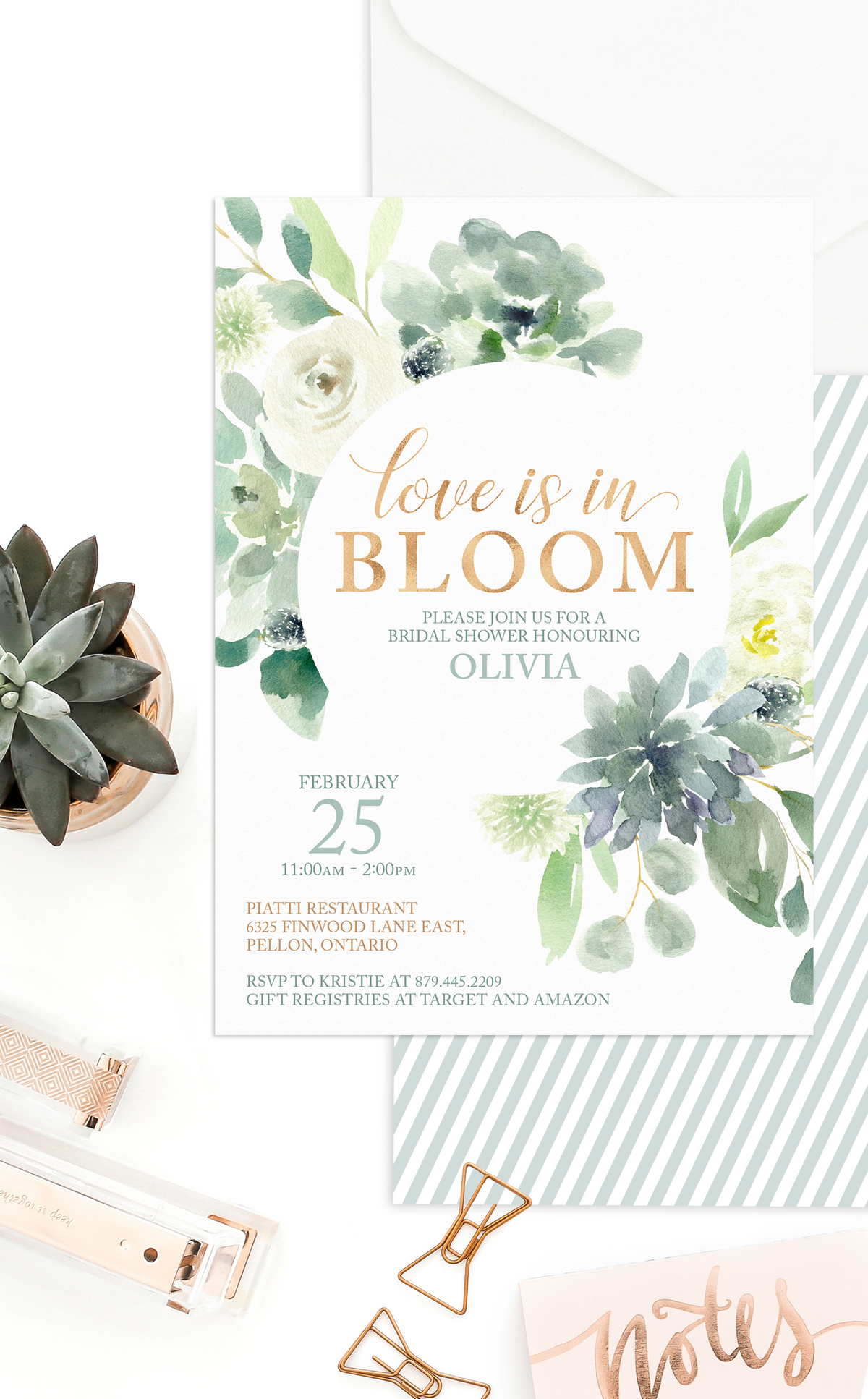 succulent invitations Succulent Bridal Shower Invitation – ARRA Creative