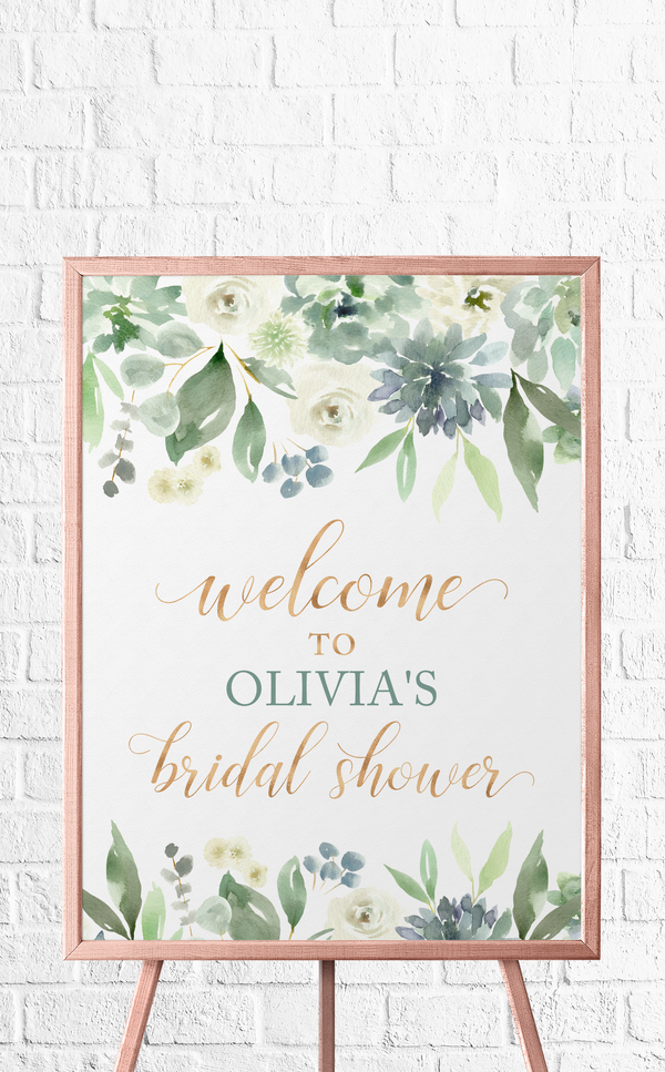 Succulent Bridal Shower Welcome Sign - ARRA Creative