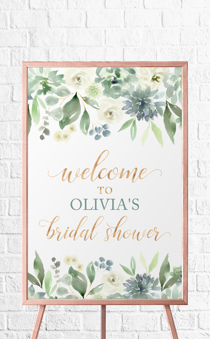 Succulent Bridal Shower Welcome Sign - ARRA Creative