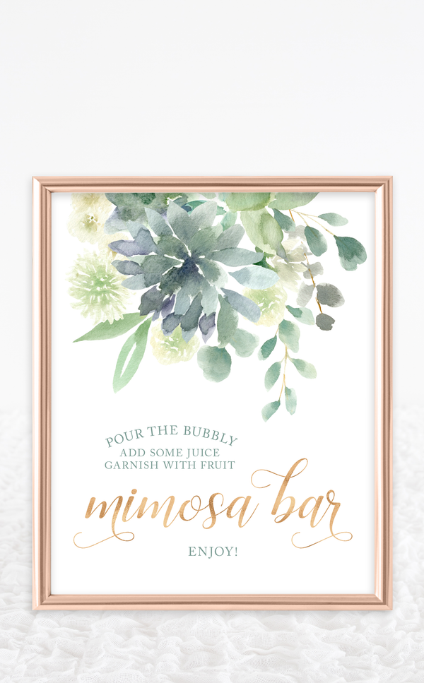 Succulent Mimosa Bar Sign - ARRA Creative