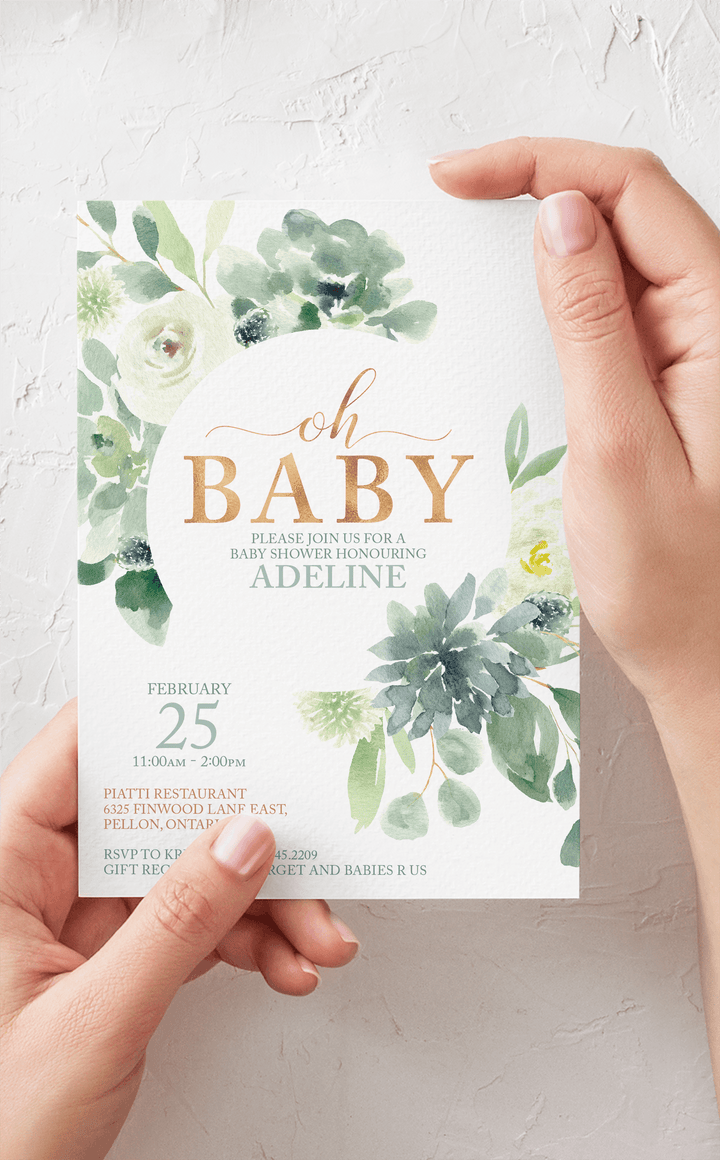 Succulent Baby Shower Invitation - ARRA Creative