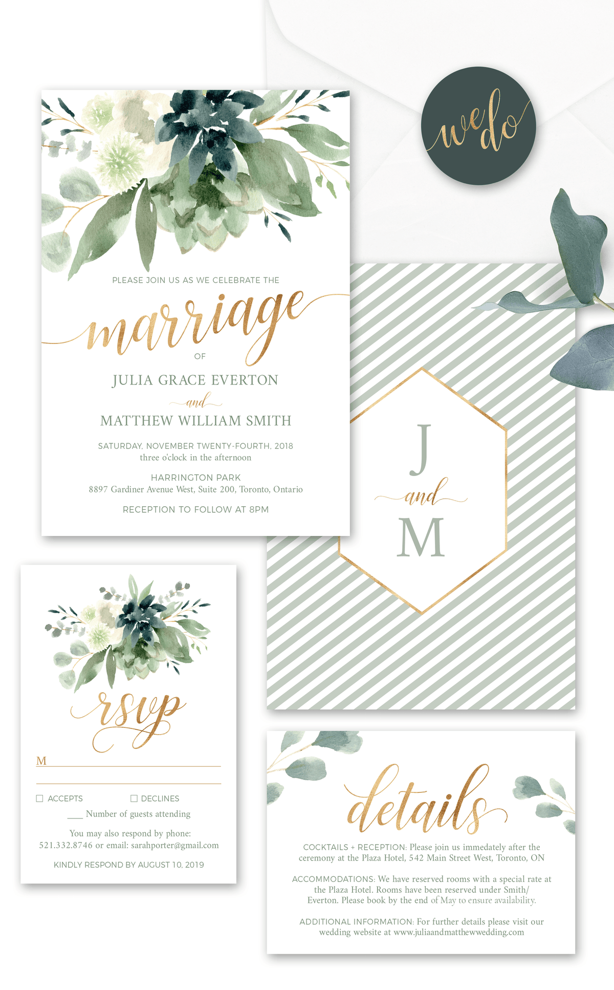 succulent wedding invitations Succulent Wedding Invitation Suite