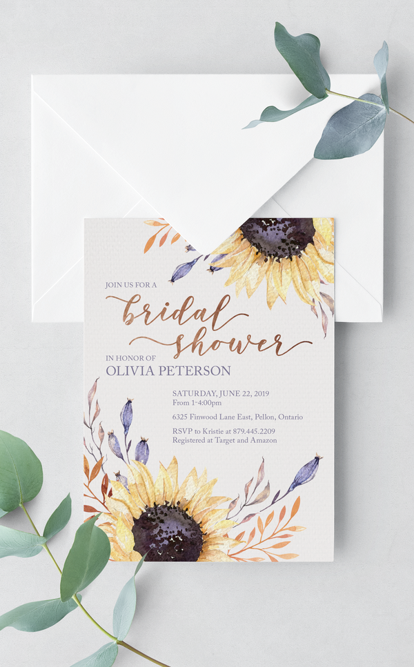 Sunflower Bridal Shower Invitation - ARRA Creative