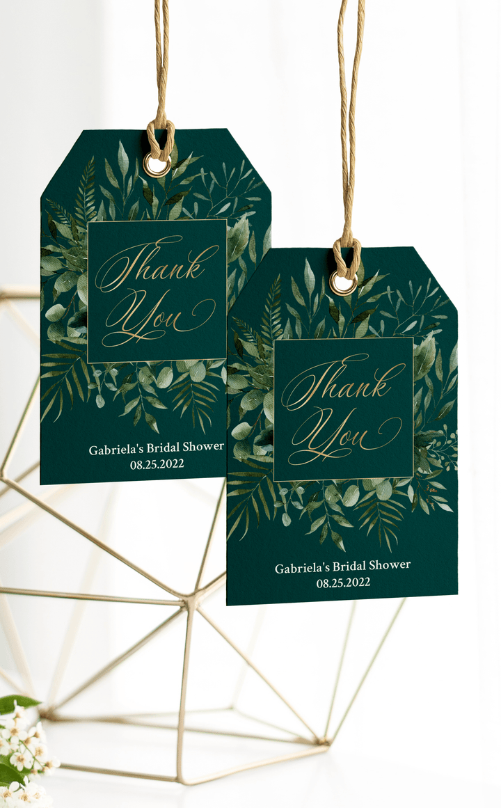 Emerald Green Bridal Shower Party Favour Tags - ARRA Creative