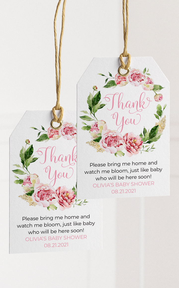 Pink Baby in Bloom Shower Favour Tags - ARRA Creative