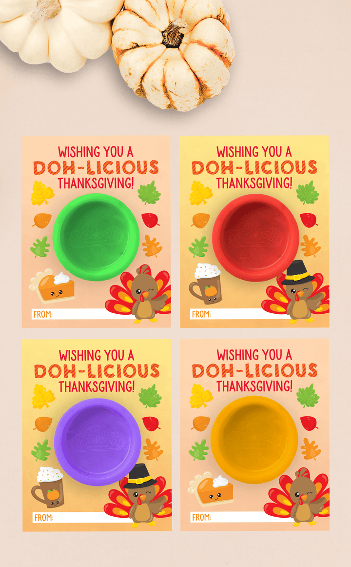 Thanksgiving Play Doh-licious Cards for Kids - ARRA Creative