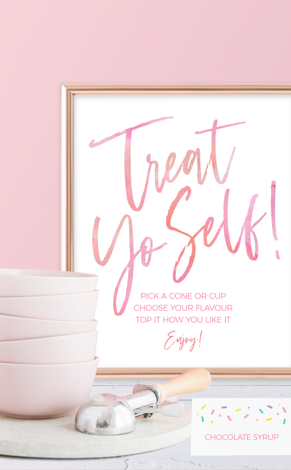 Treat Yo Self Sign and Ice Cream Topping Labels - ARRA Creative