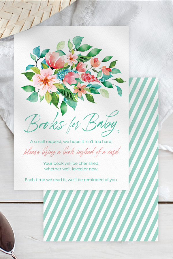 Tropical Baby Shower Book Request Cards