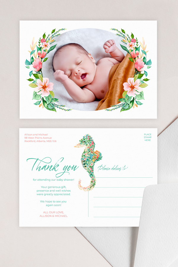 Tropical Baby Shower Thank You Postcard