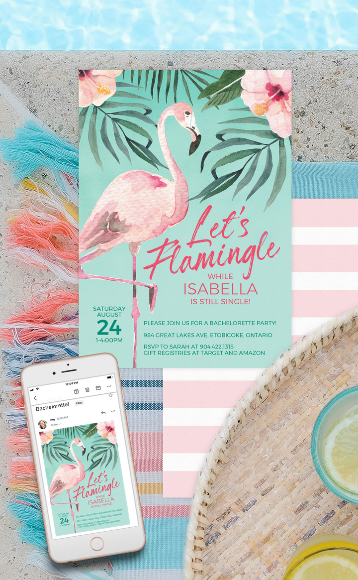 Flamingle Bachelorette Party Invitation - ARRA Creative