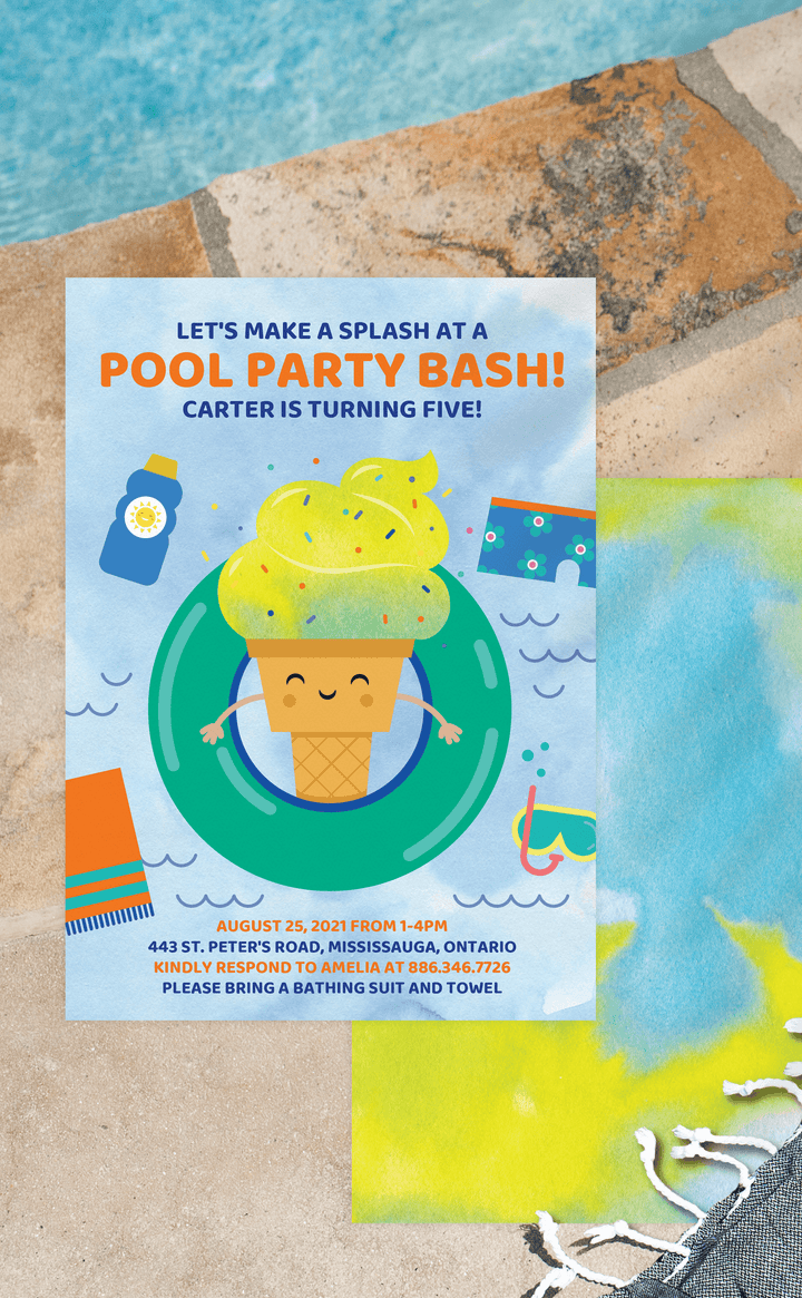 Pool Party Summer Birthday Invitation - ARRA Creative