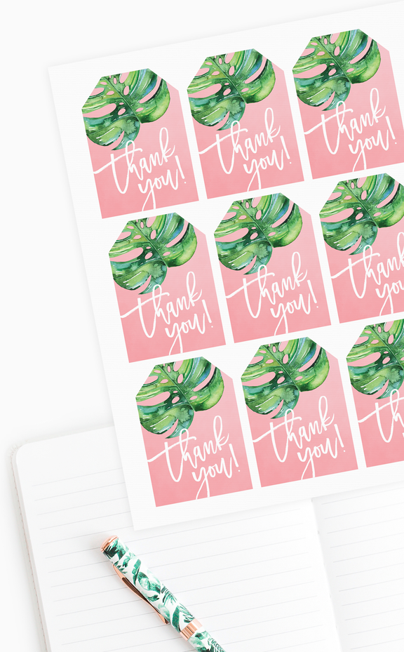 Tropical Party Decorations | Summer Bridal Shower Thank You Git Tags ...