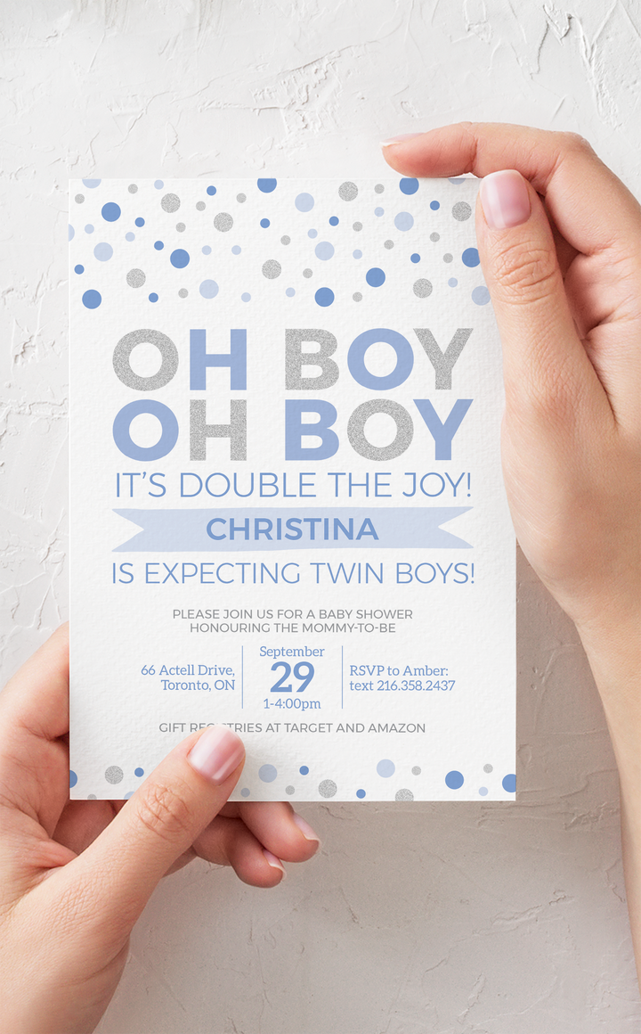 Twin Boys Baby Shower Invitation - ARRA Creative