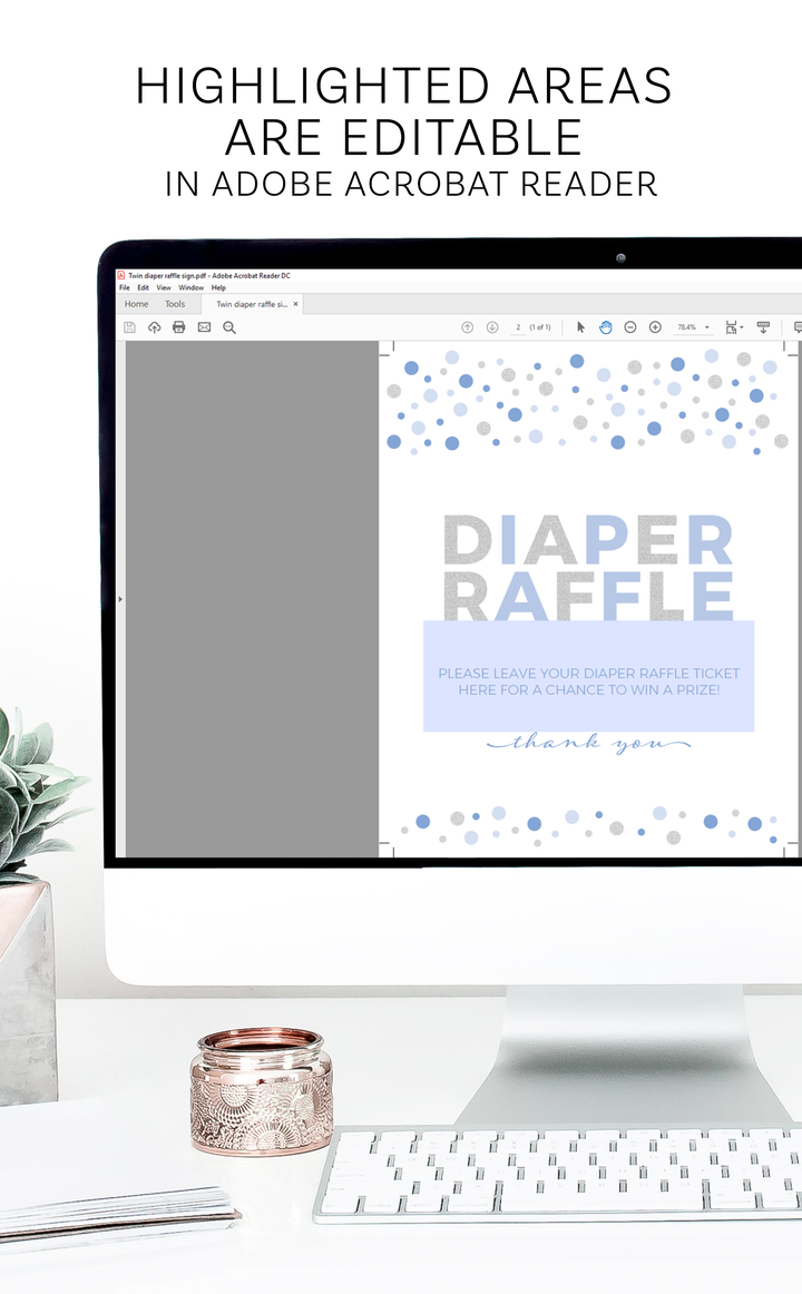 Blue and Silver Baby Shower Diaper Raffle Tickets and Sign - ARRA Creative
