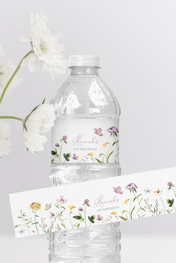Wildflower Birthday Water Bottle Labels