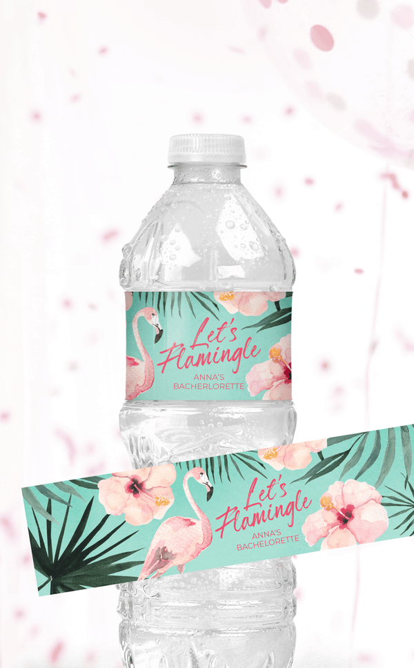 Flamingo Water Bottle Labels - ARRA Creative