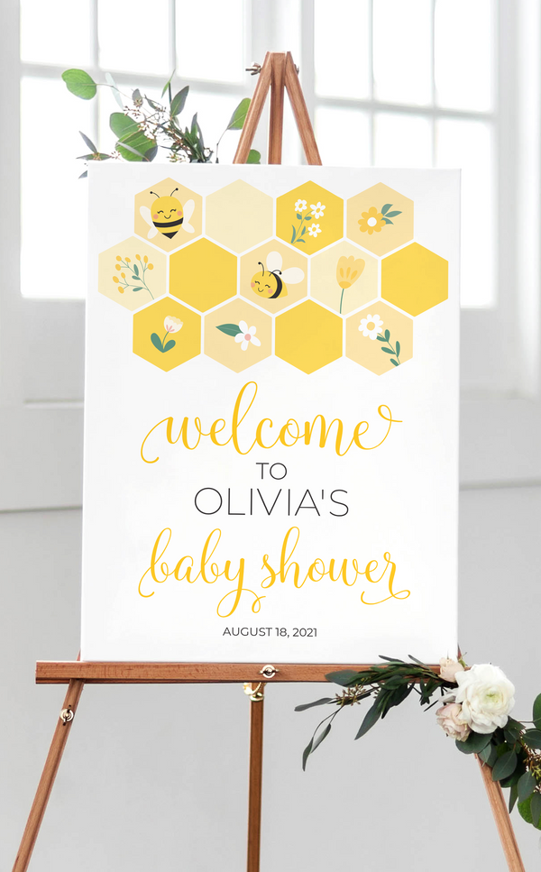Bee Baby Shower Decorations | Printable Welcome Sign - ARRA Creative