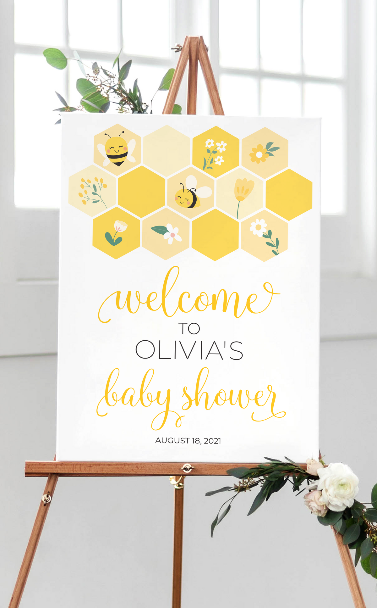 Bee Baby Shower Decorations | Printable Welcome Sign | Mama-to-Bee – ARRA  Creative, image size:1200x1933