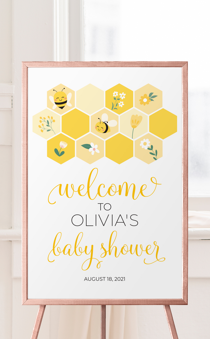 Bee Baby Shower Welcome Sign - ARRA Creative