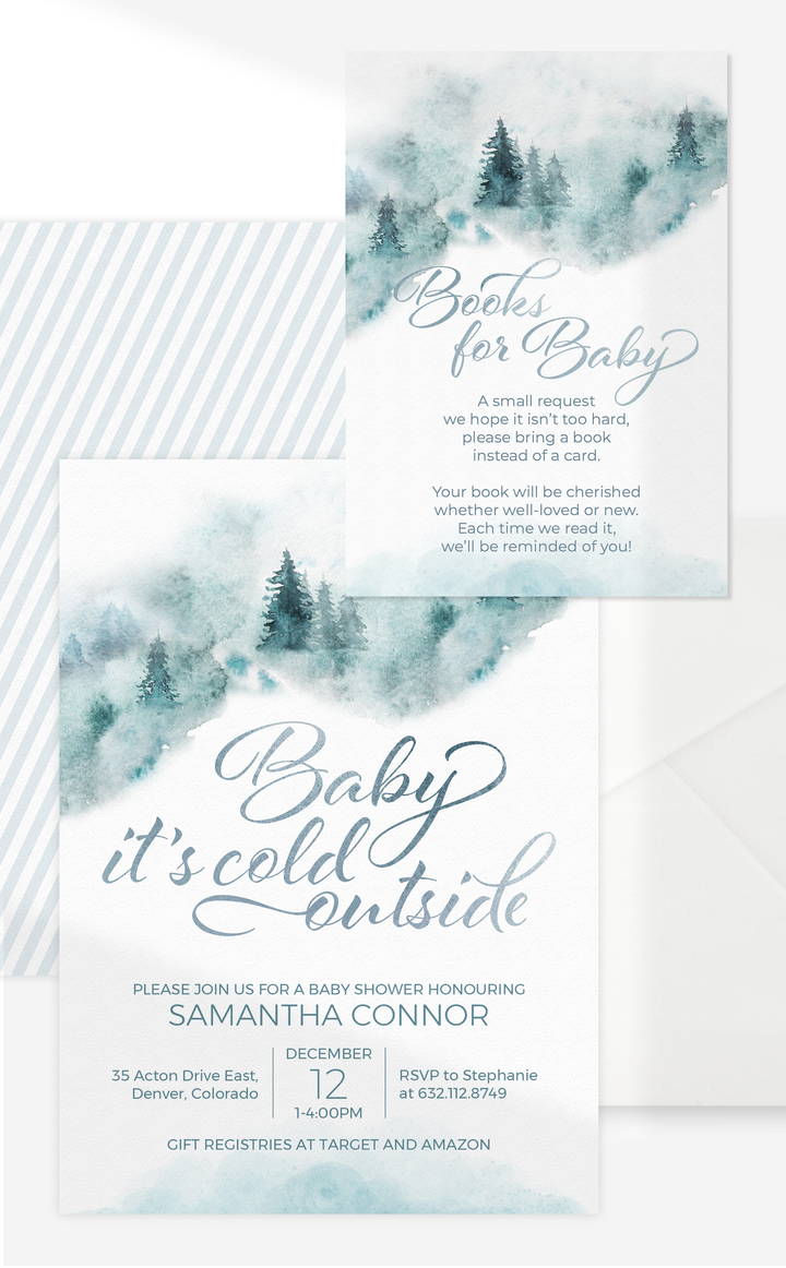 Winter Books for Baby Insert Cards and Invitation for Baby Shower