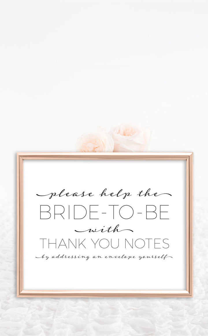 Address an envelope printable Bridal Shower Sign in black and white